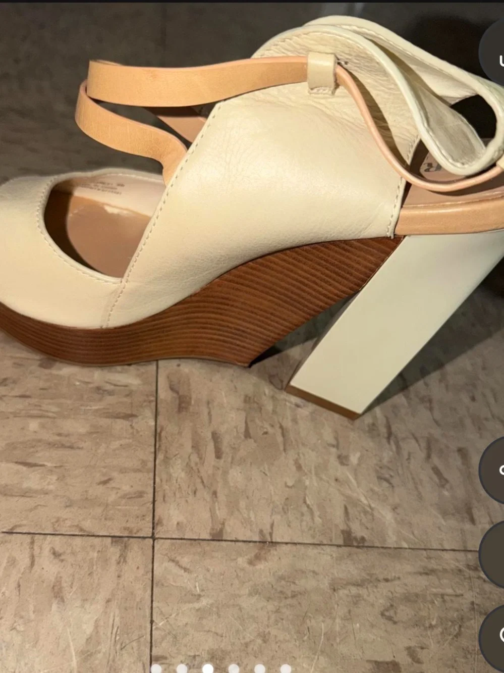 Cream and Tan Platform Heels